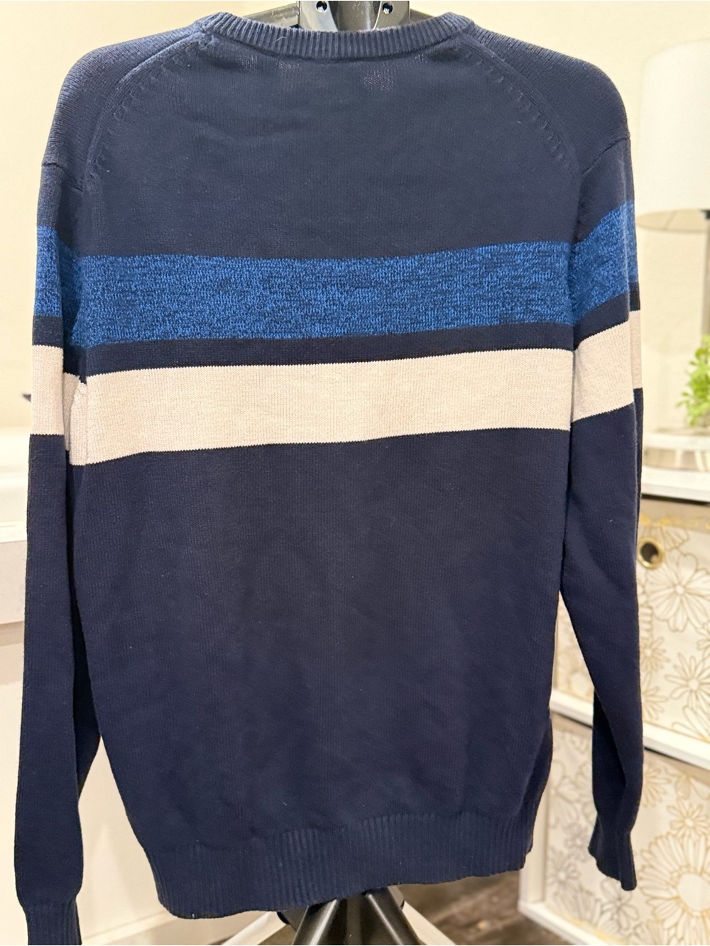 IZOD Navy Colorblock Crewneck Sweater Men’s XXL Cotton Blend